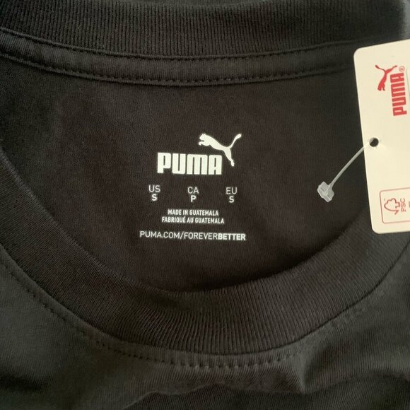PUMA Men's T-Shirt Small Black Cotton Crew Neck NWT - Picture 5 of 9